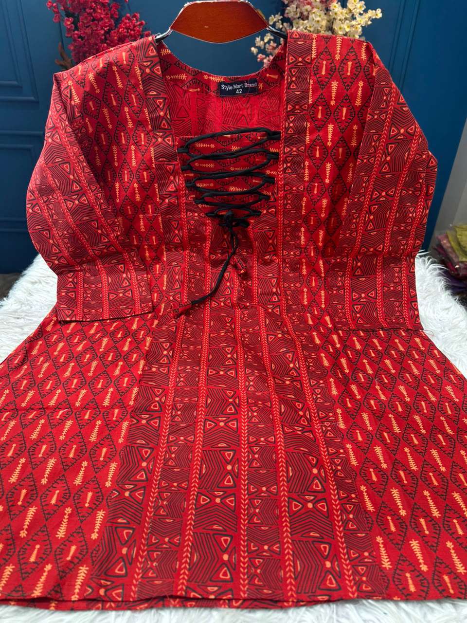 Pinterest Edition Red Cotton Kurti - 550