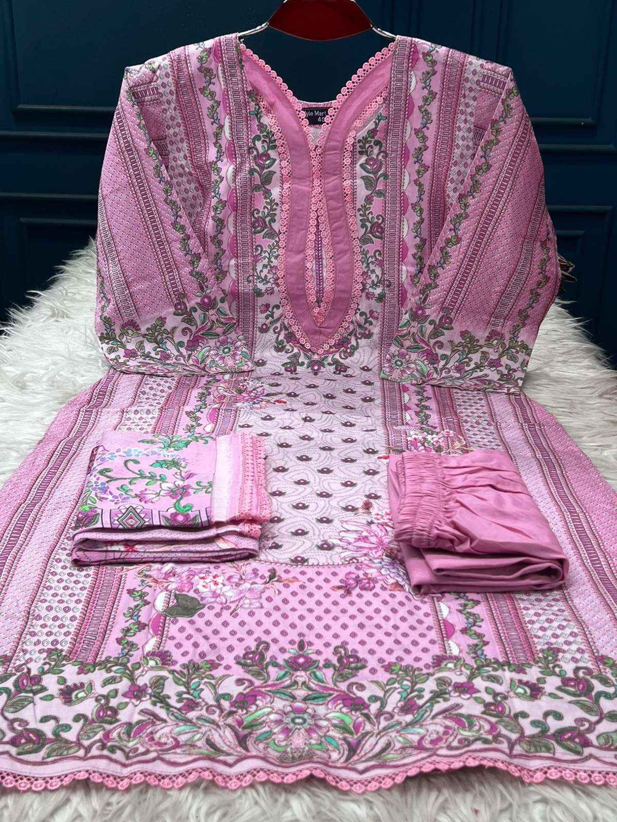 Pretty Pink Stitched Lawn - 999