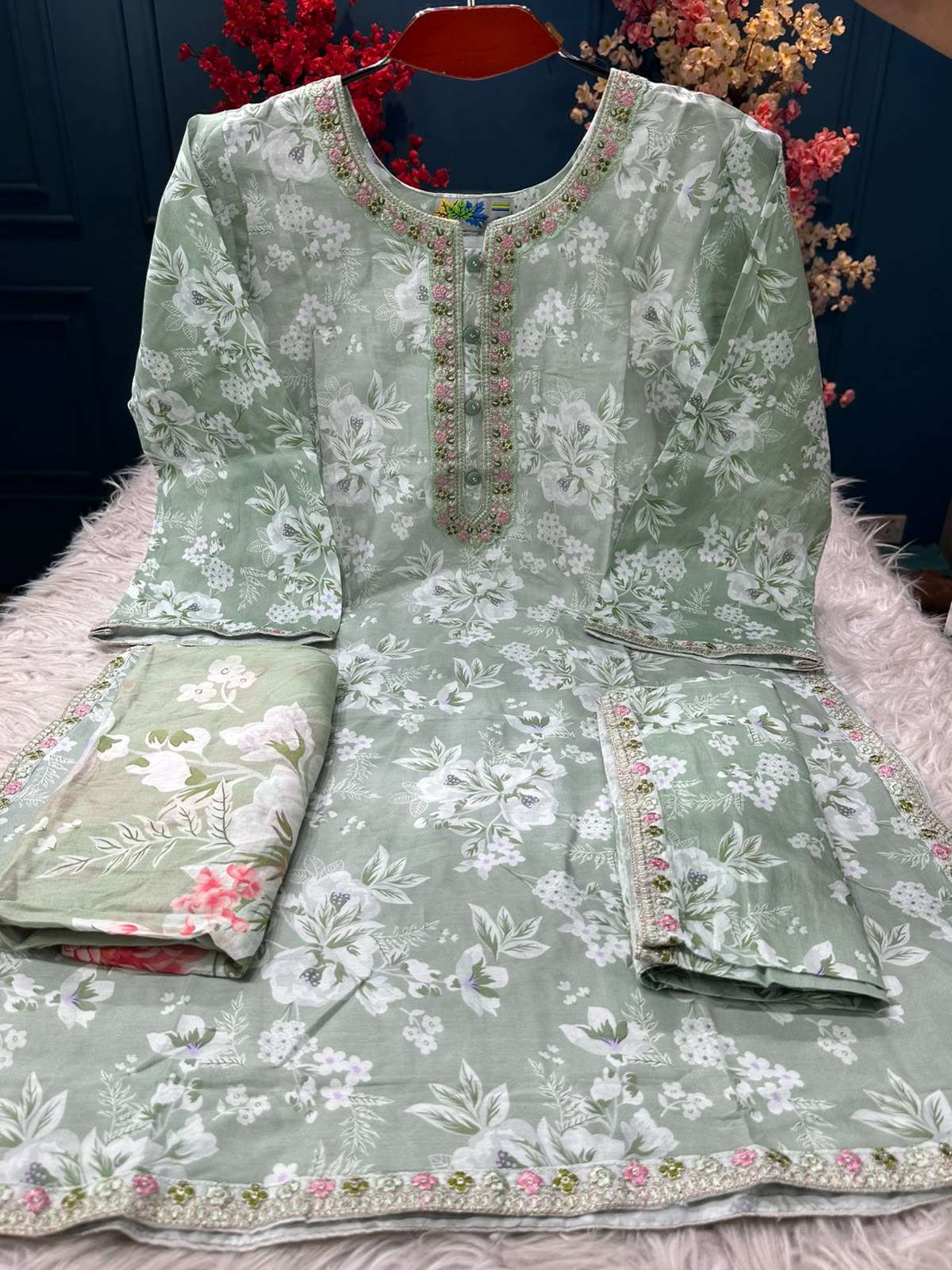 Farshi Cut Powder Blue Salwar Kamiz - 1100