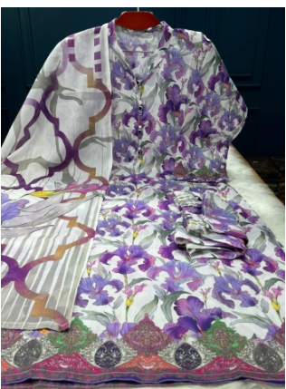New Arraivals Most Demanded Cotton Printed Stitched Collection - 1150 Purple Colour