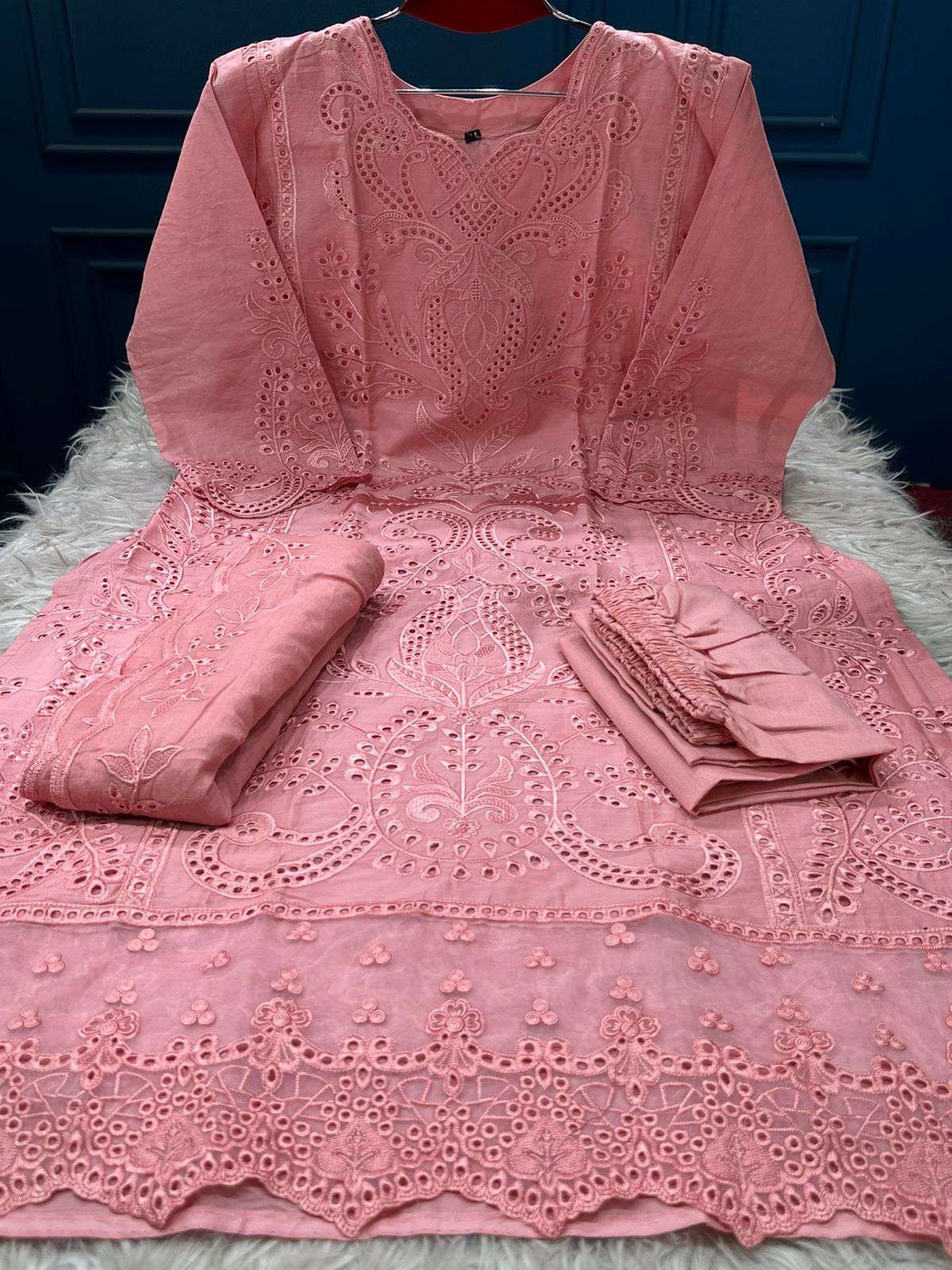 PREMIUM Quality Pakistani Inspired CutWork Ready Party Eid Collection - peach 2450