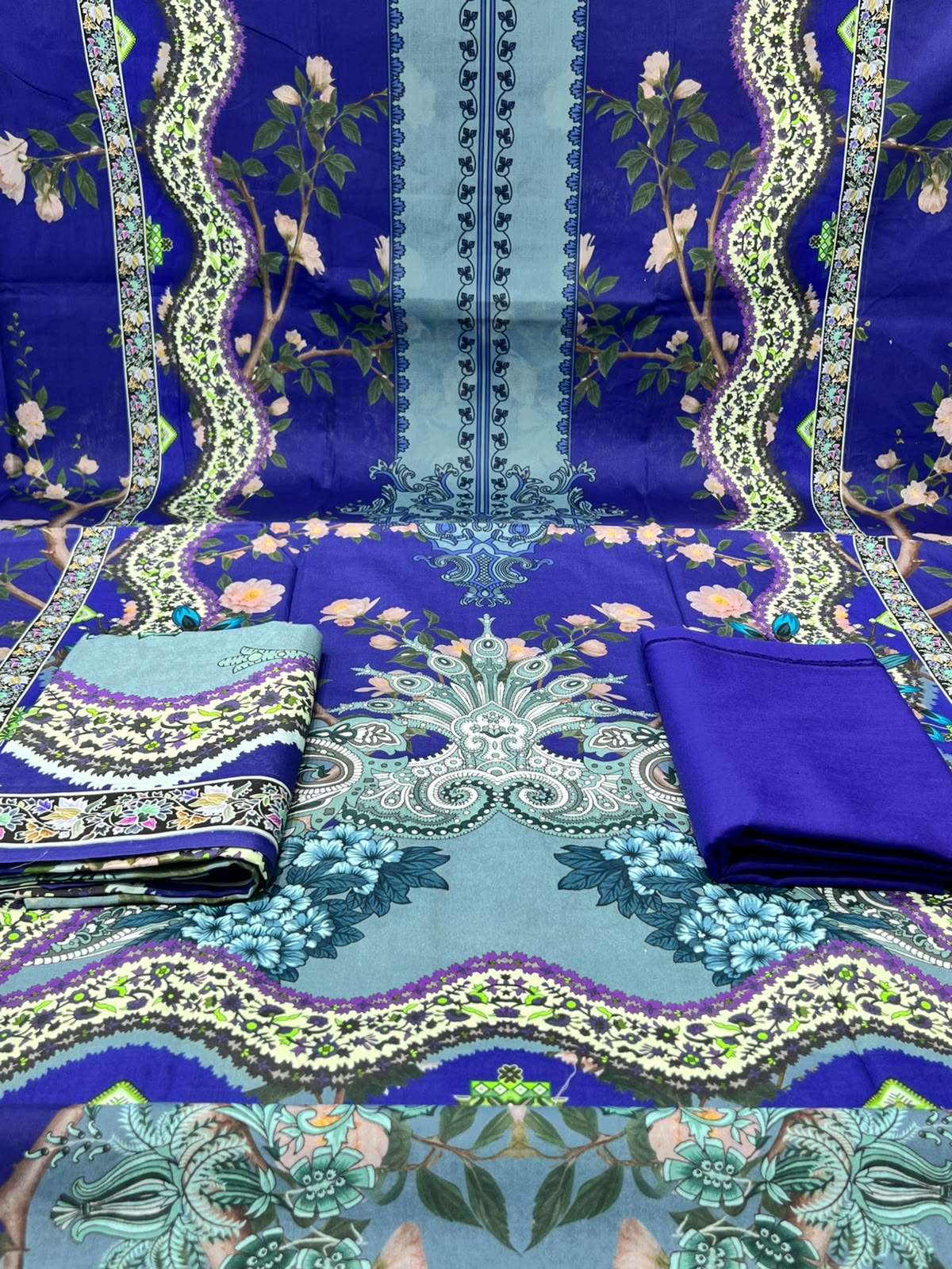 Crimson Blue Unstitched Luxury Lawn - 950