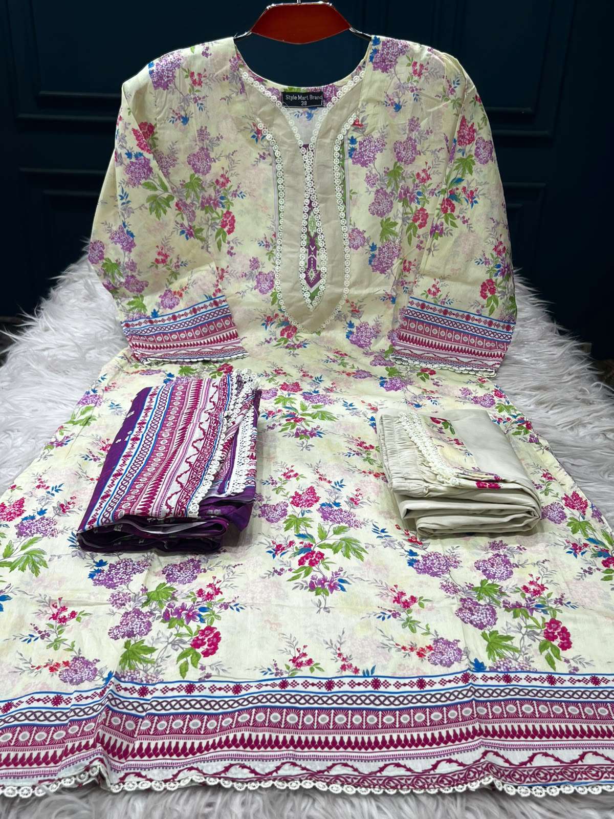 EID Exclusive Premium Quality Stitched Cotton Collection - Cream 1050