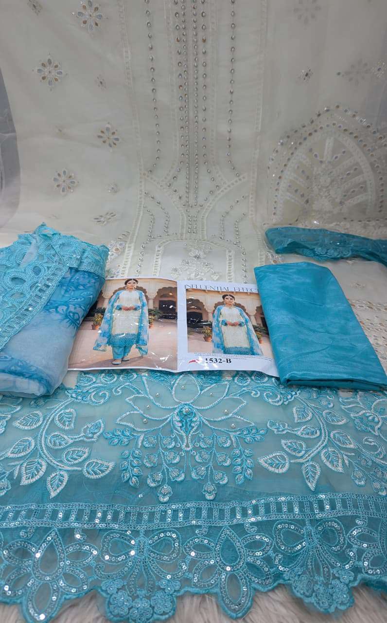 Pure Organza Unstitched Collection - 1800 Sky Dupatta