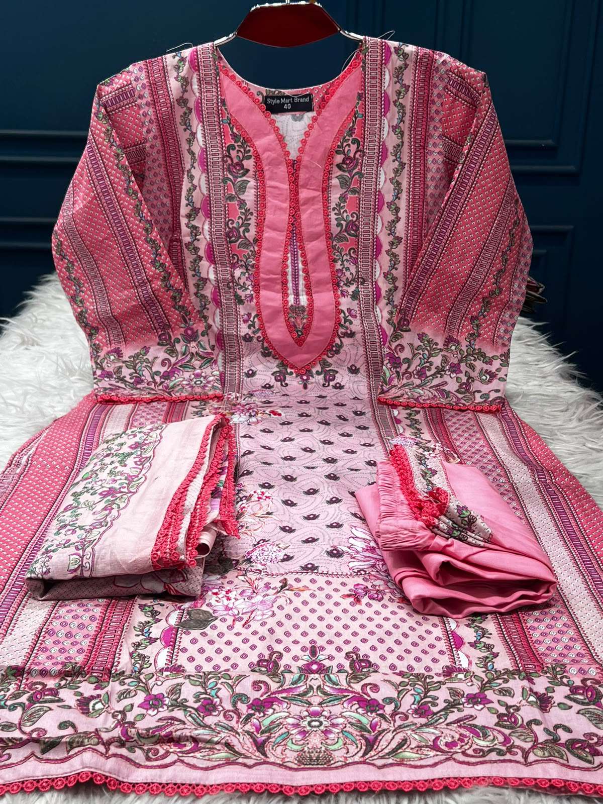 Pretty Peach Stitched Lawn - 999