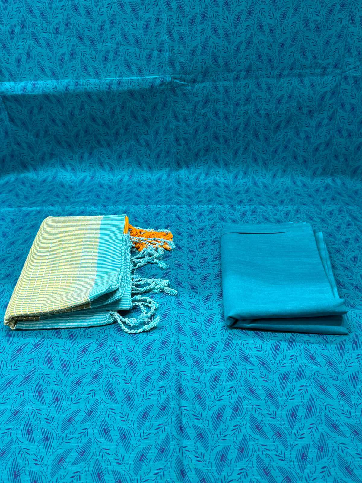 Slub Cotton Sea Blue Textured Unstitched - 850