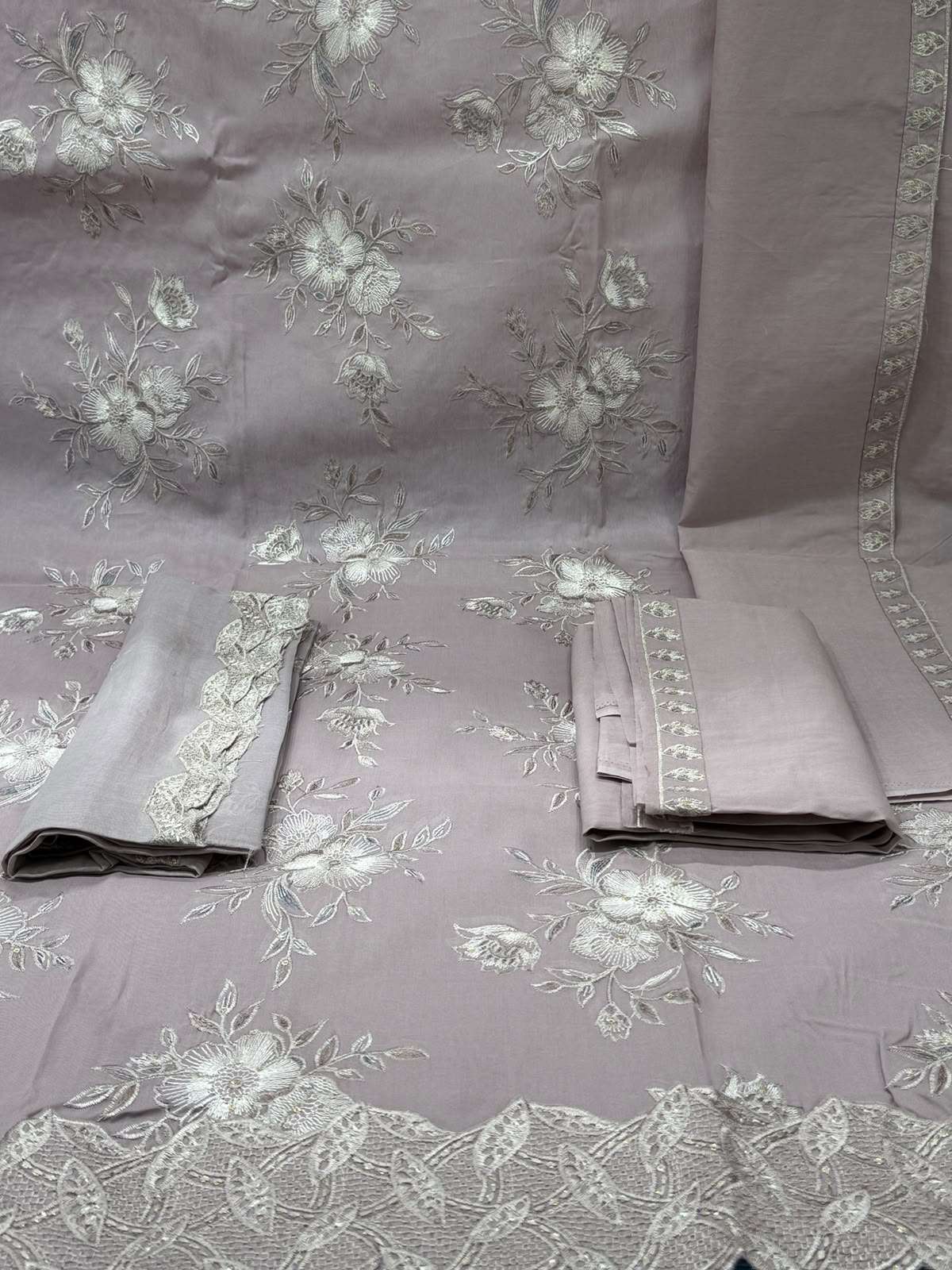 Women's Gorgeous Light Purple Unstitched Set - 1650