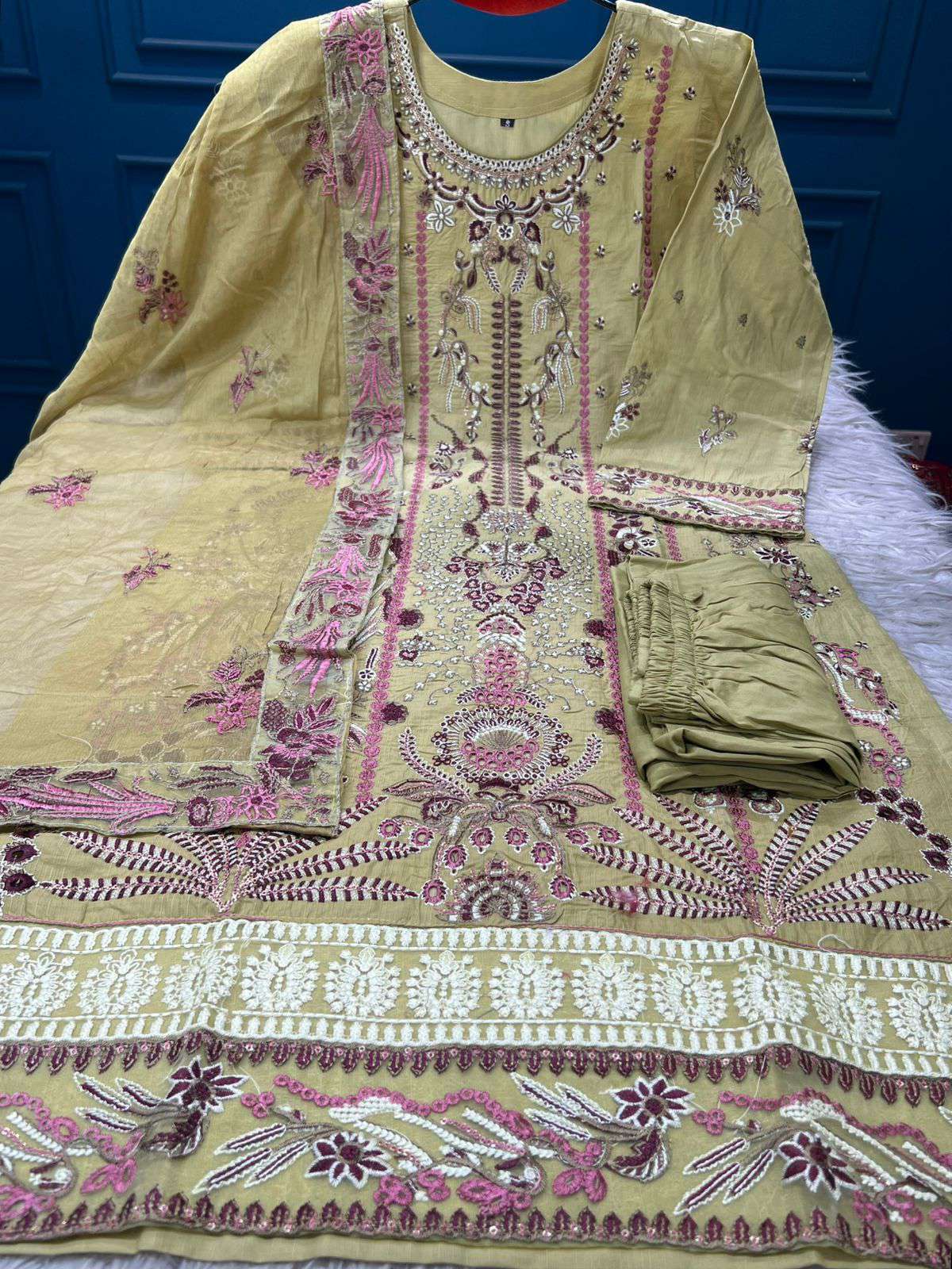 Pakistani Inspired EID Stitched Party Collection - 2100 Light Olive