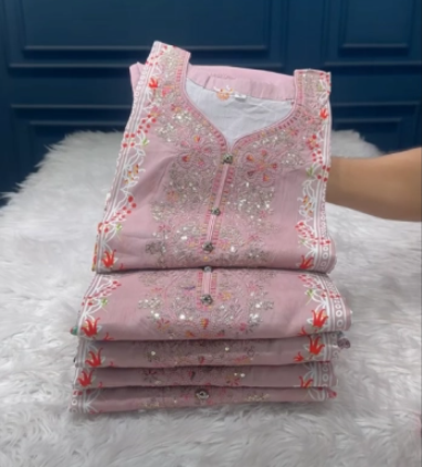 Premium Quality Pakistani Inspired Stitched Cotton Collection - 1200 Brown Colour