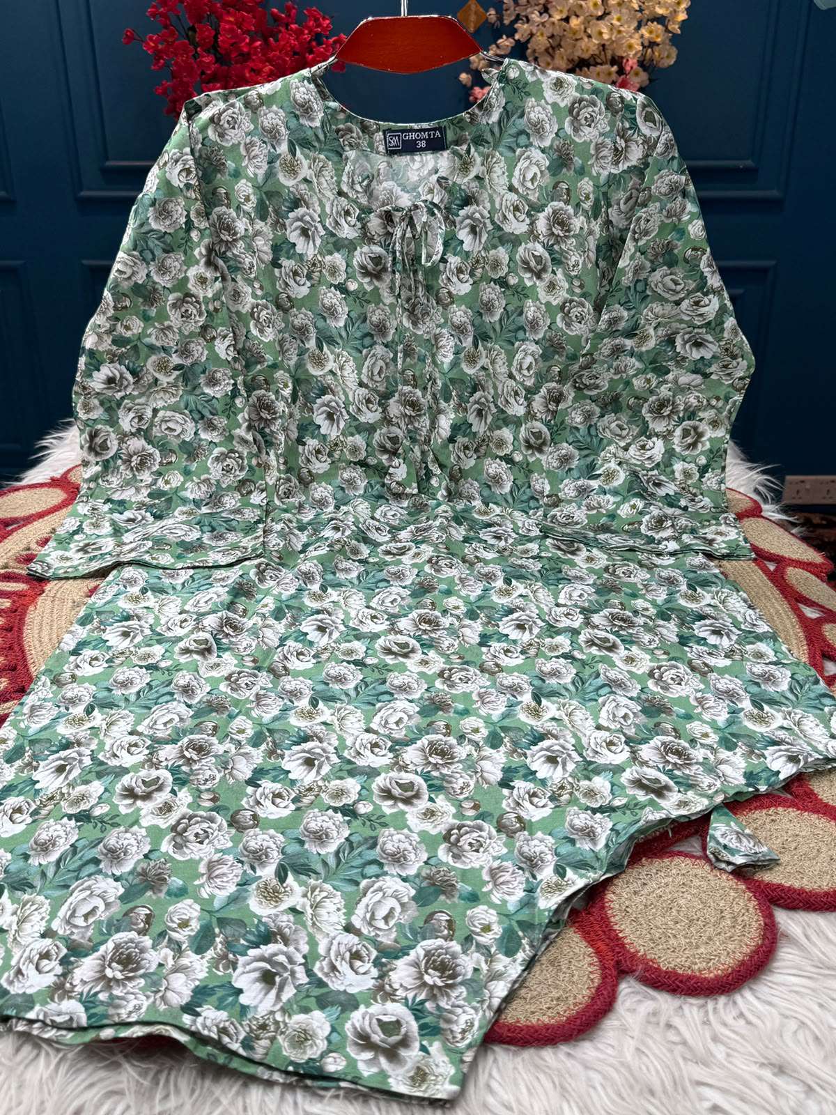 Long Stunning MINT Cotton Kurti - 550