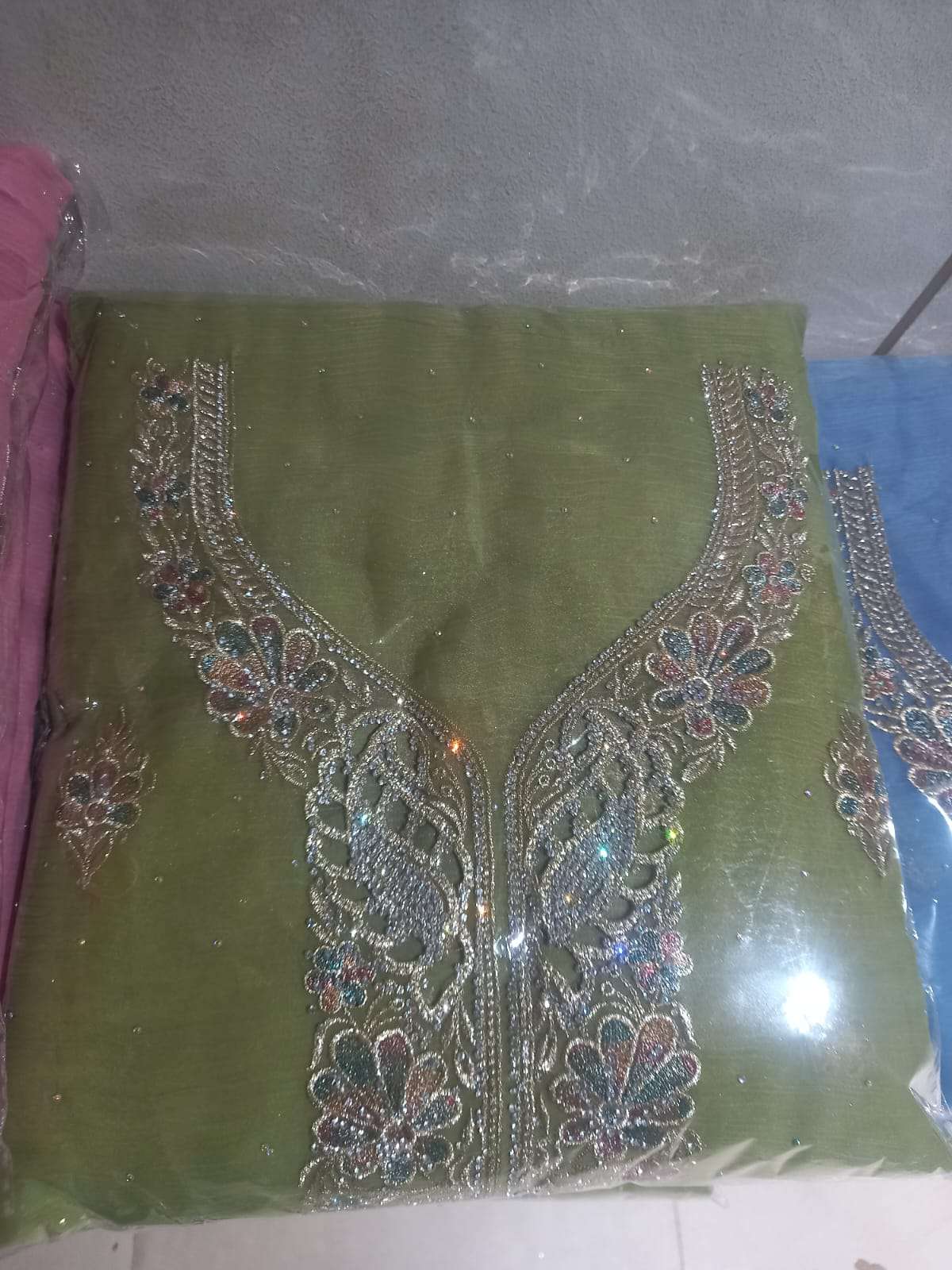 Exclusive Pakistani Inspired Kanchi Pure Unstitched Party Collection - 2500 Olive Colour