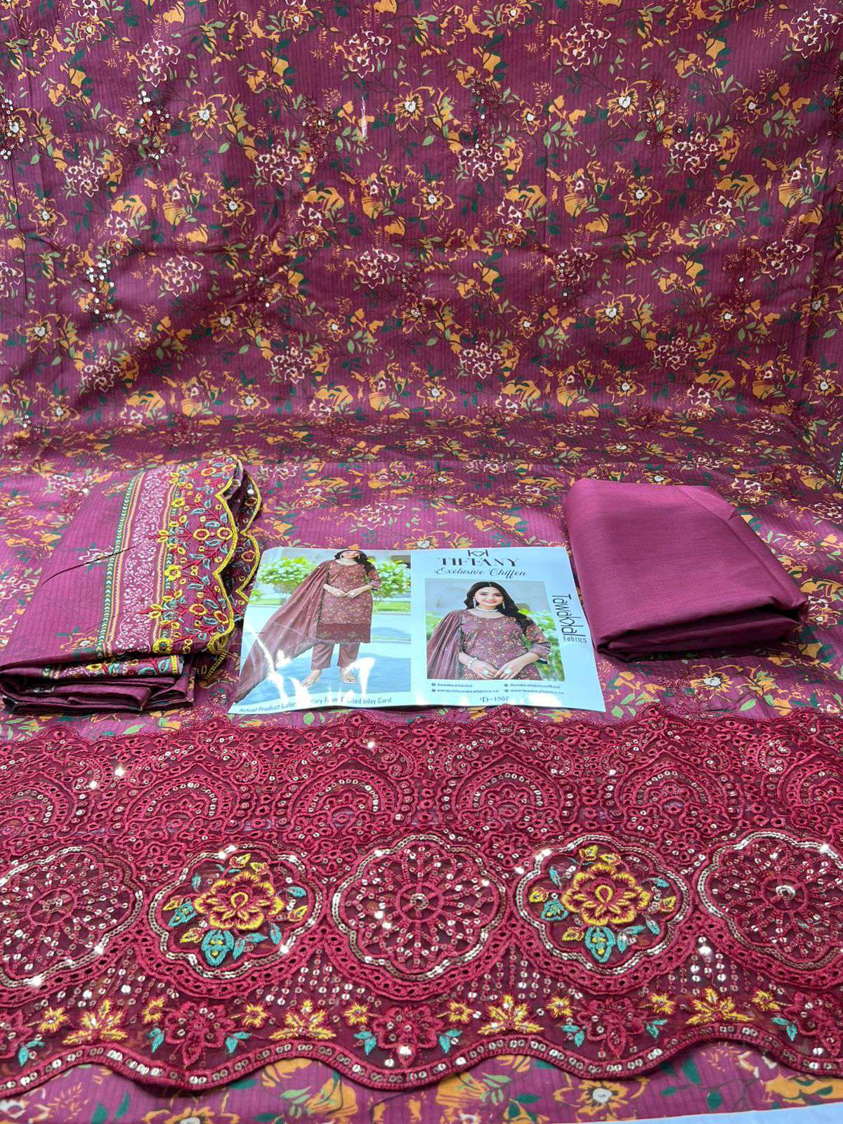 NEW Arraivals Pakistani Printed Unstitched Cotton EID Collection - 1650 Maroon