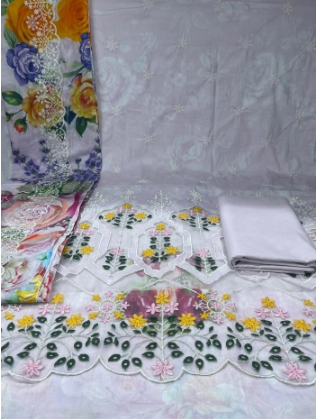 NEW ARRAIVALS PREMIUM Quality CutWork Unstitched Cotton Collection - Pink 1750