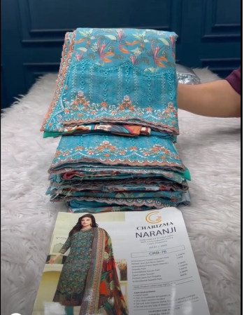 Charizma Naranji Embroidered Printed Lawn Collection - Deep Blue 1650
