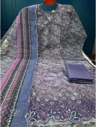 Premium Quality Pakistani Inspired Semi Stitched Collection - 1650 Purple