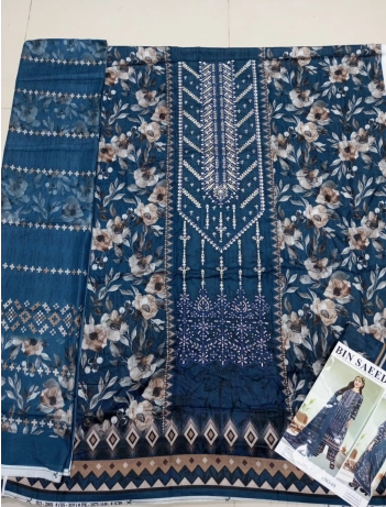 Premium Quality Pakistani Inspierd Bin Saeed Catalogue Unstitched Collection - Blue 1250