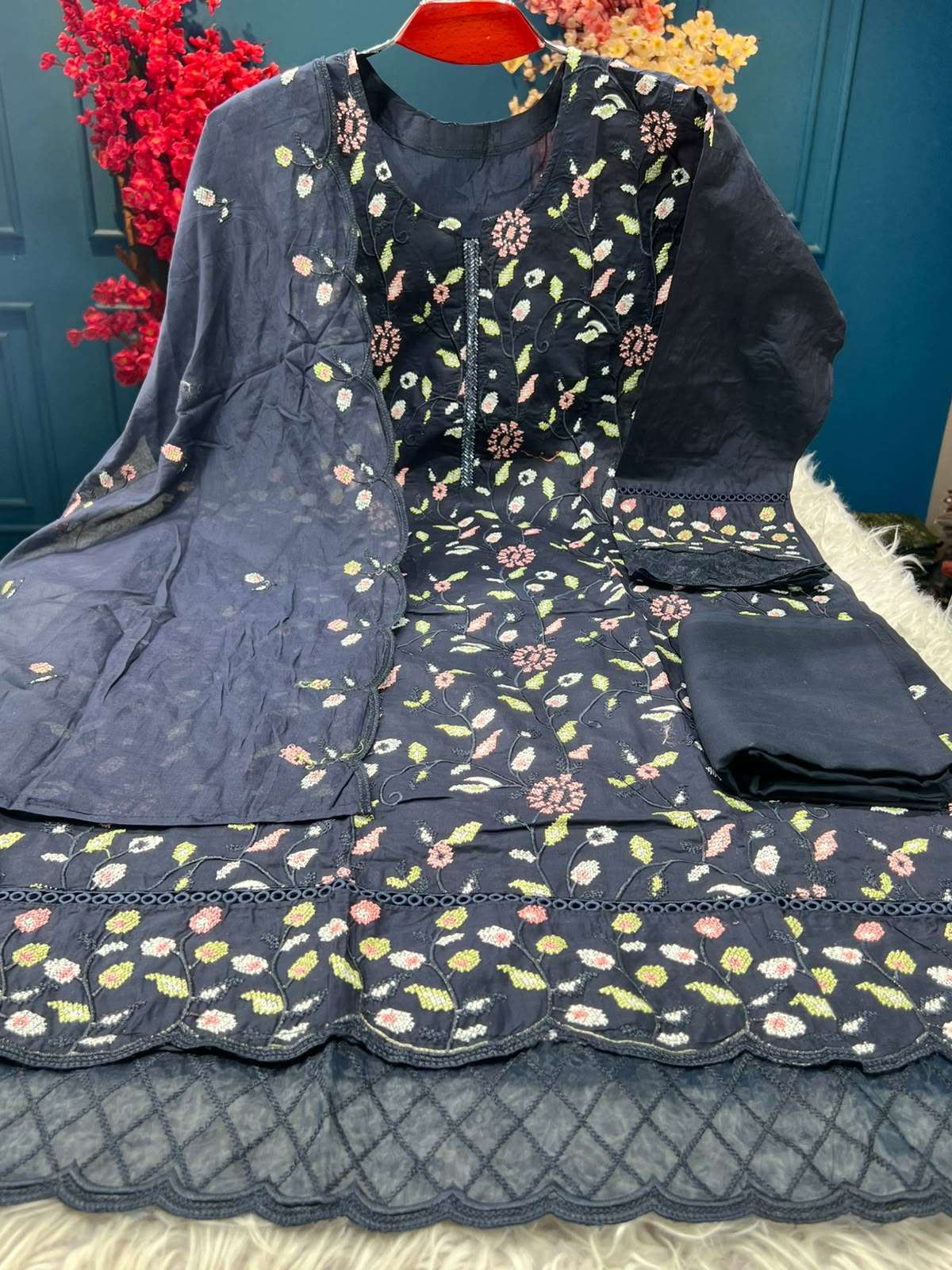 Semi Stitched Chic Black Festive Suit - 1950