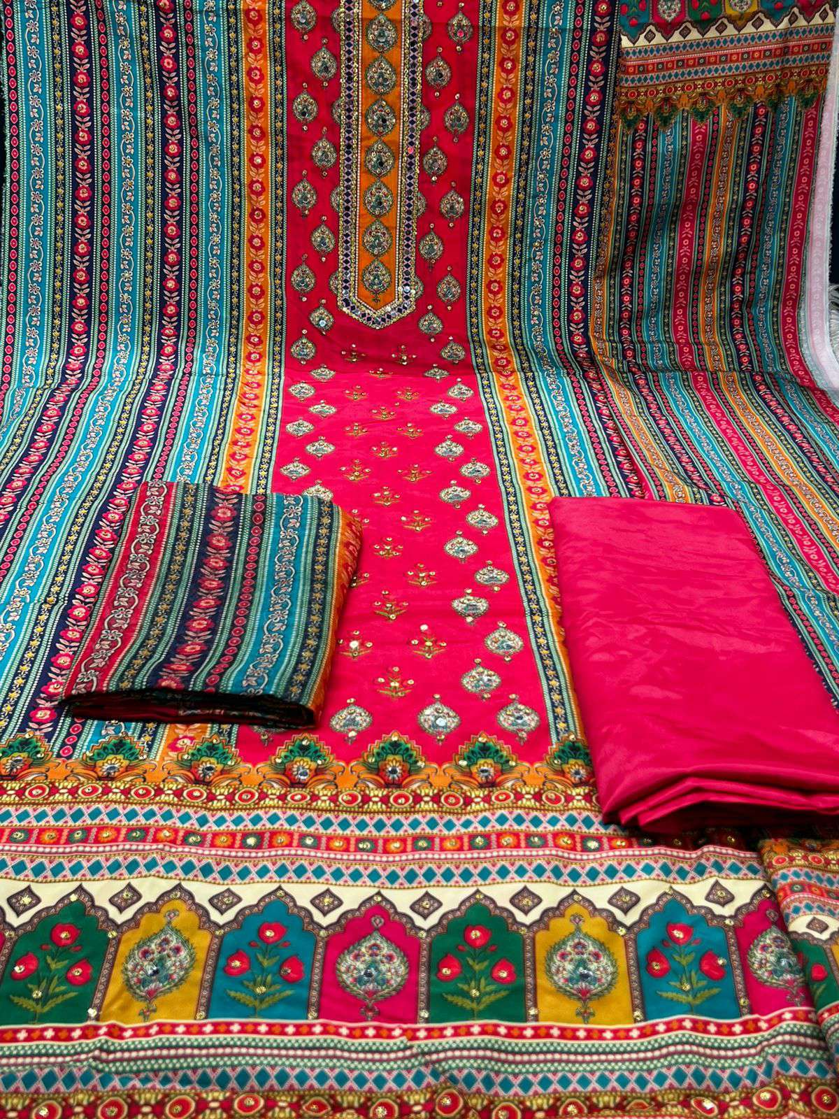 Lahori Silk Orange Party Ware - 1200 .27