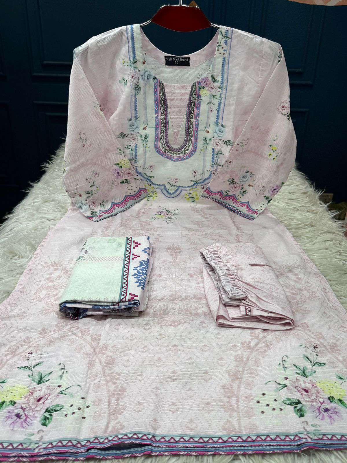 Step Cotton Fashionable Stitched Dress U Pink - 1350