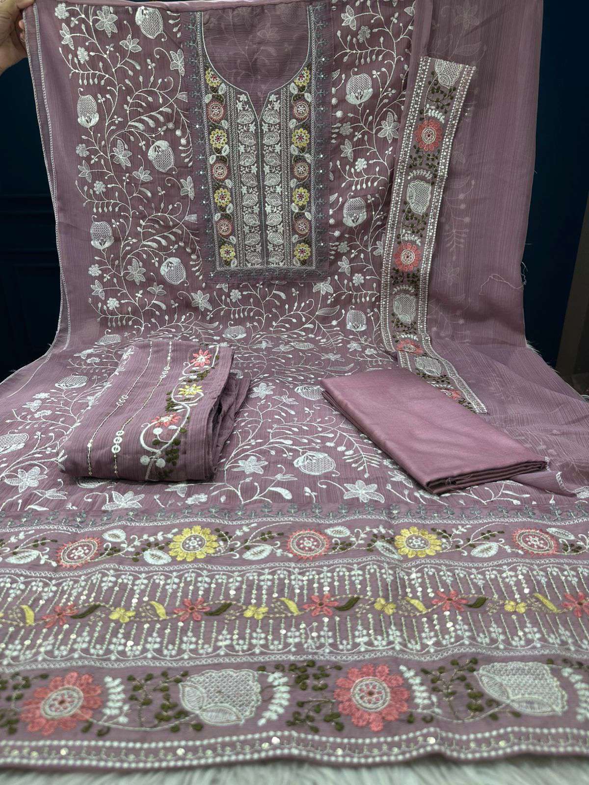 Onion Luxury Chiffon Unstitched Salwar kamiz - 1100