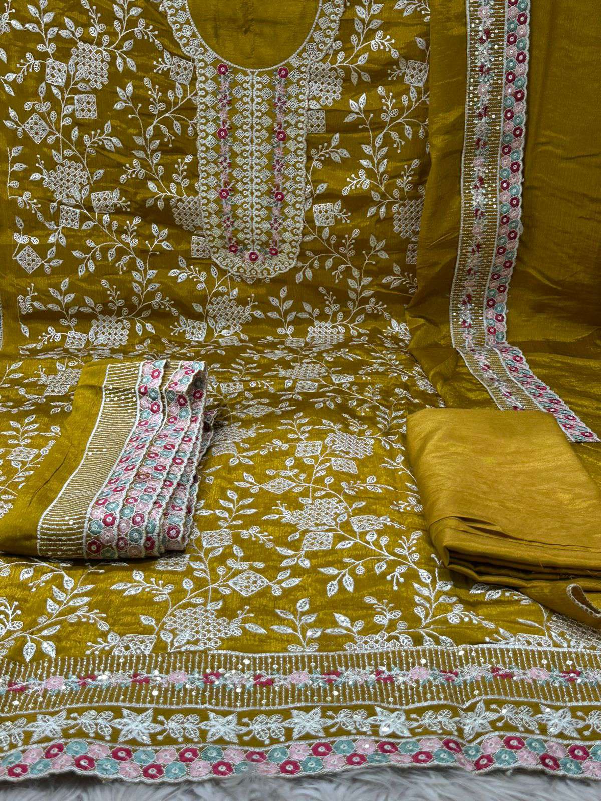 Mustard Unstitched Luxury Salwar Kamiz - 1200