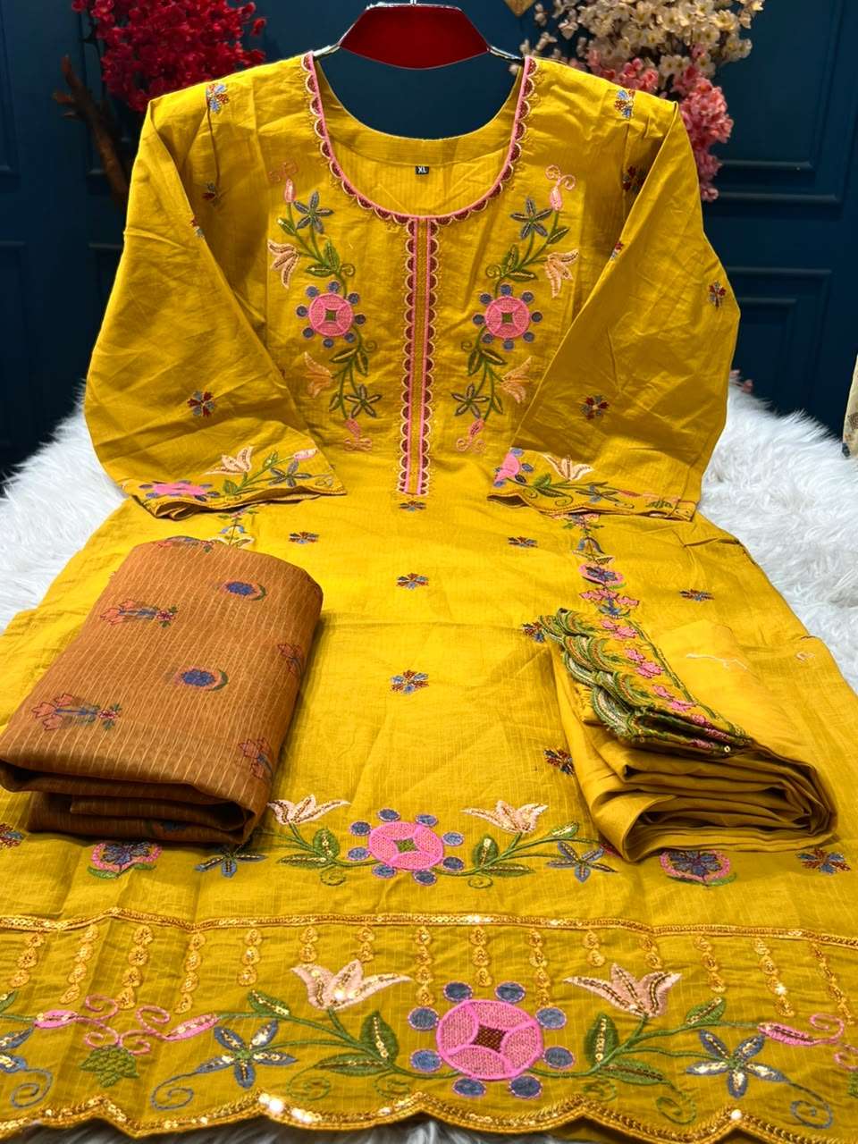 Chadni Dupatta Masturd Stitched Dress - 1399