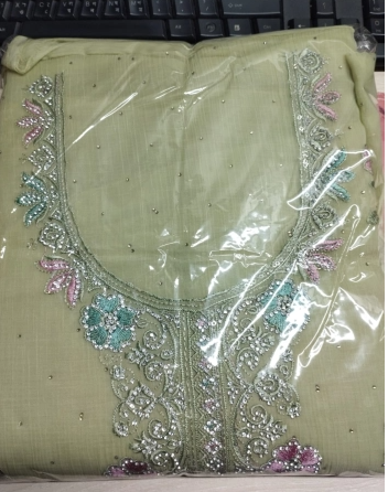 Premium Quality Original IC kanchi Pure Unstitched Party Collection - 2550 Olive