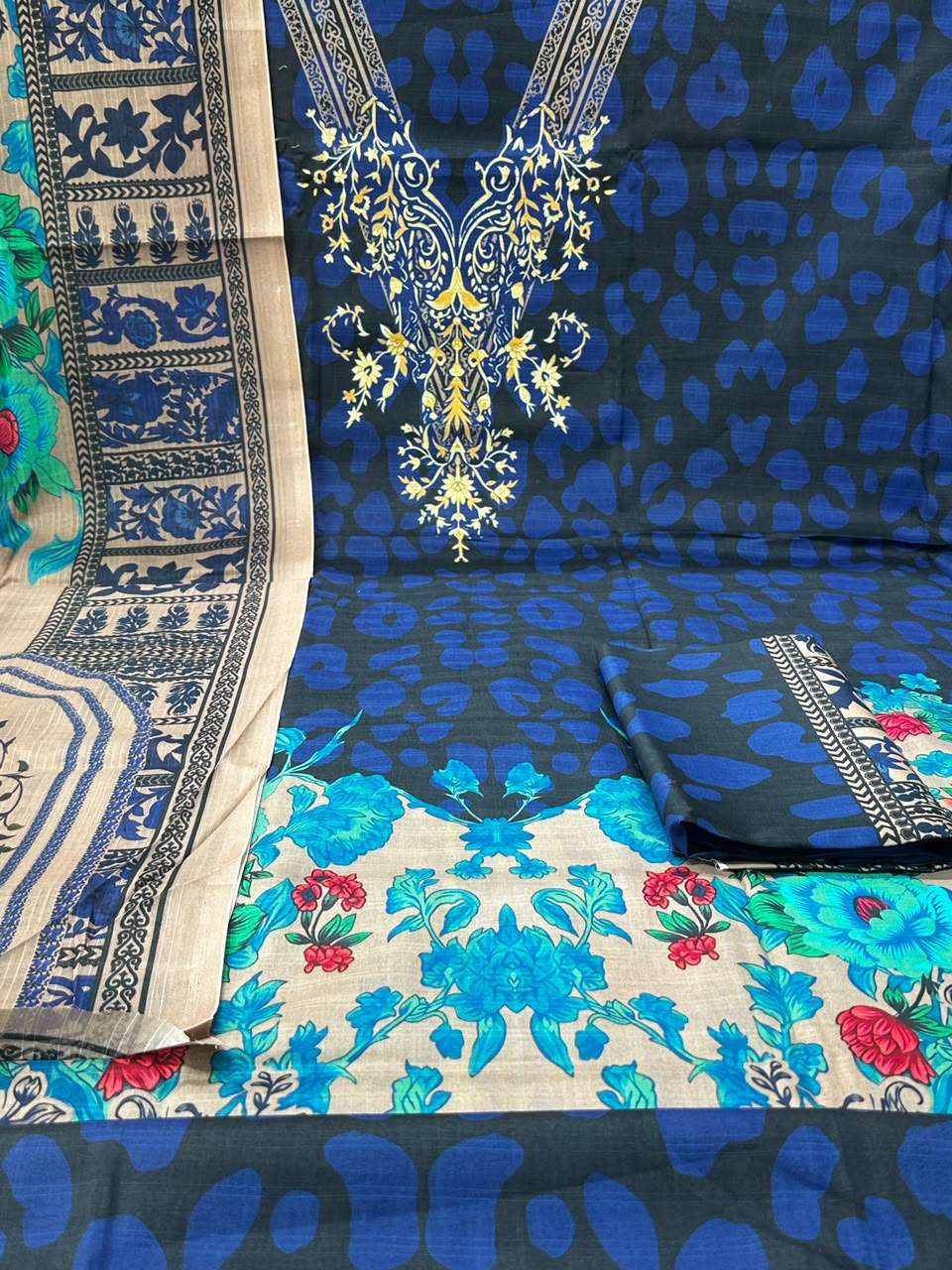 Bin Hamid Step Cotton Blue Dress - 1150