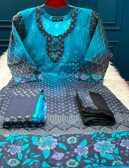 Chunri Printed Sky Stitched Salwar Kamiz - 1100