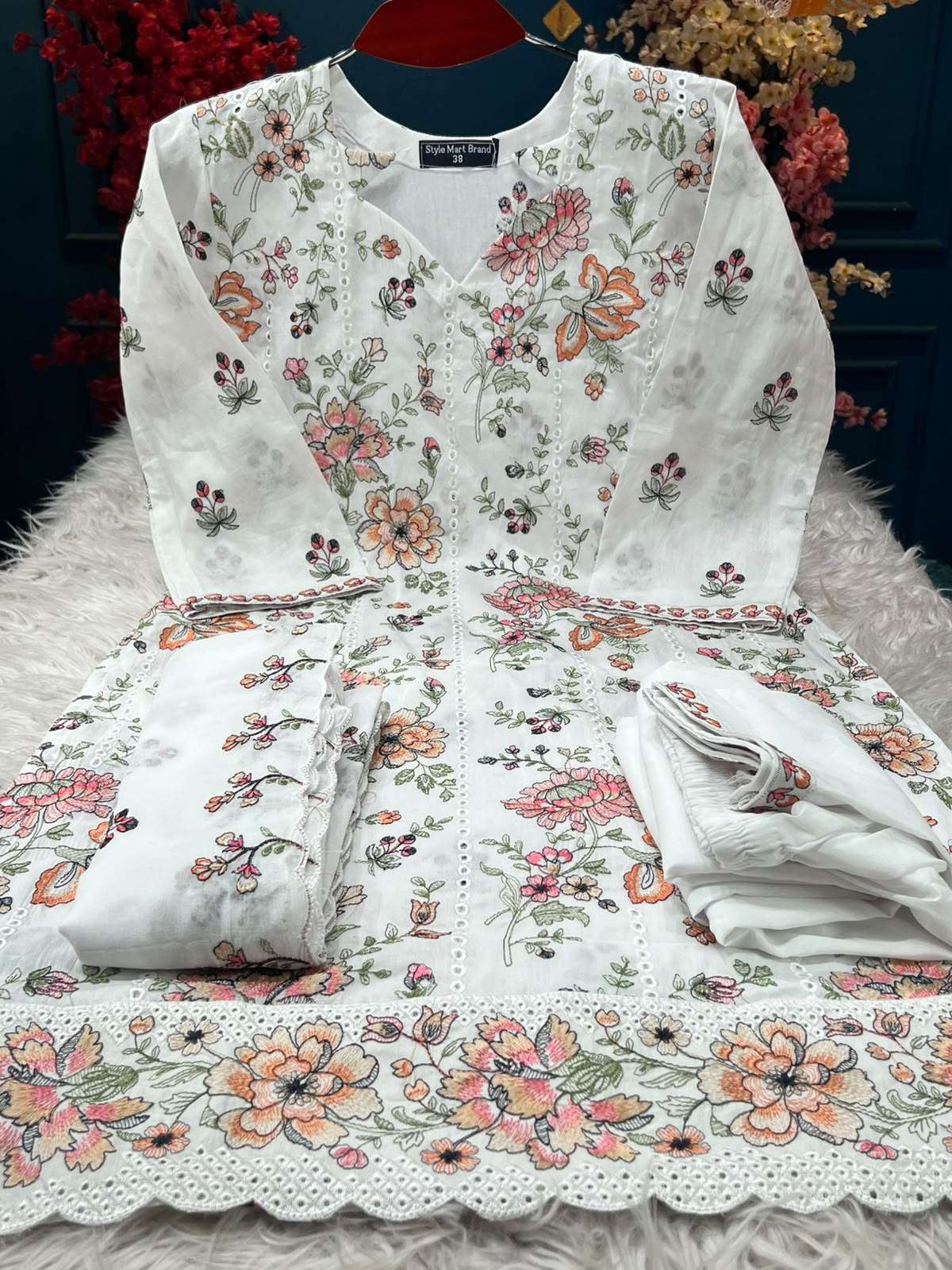 Molmol Cotton Stitched White Dress - 1750
