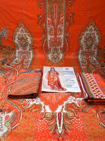 Special Pakistani Inspired COCO Stitched EID Cotton Collection - 1250 Orange