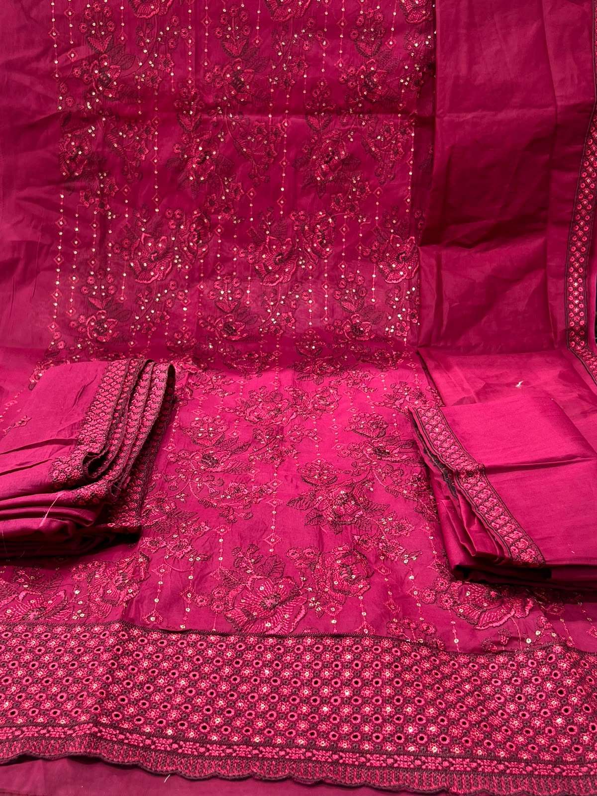 Women Glamorous Maroon Embroidery Set - 1650