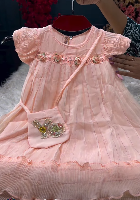 Adorable Peach Party Baby Frock