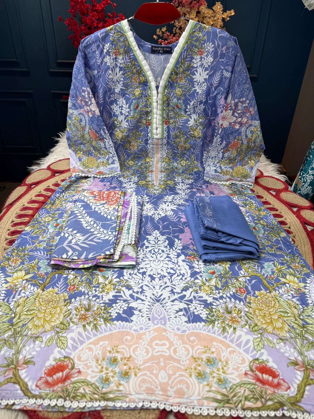 Digital Printed Stitched Dress - 999 Blue