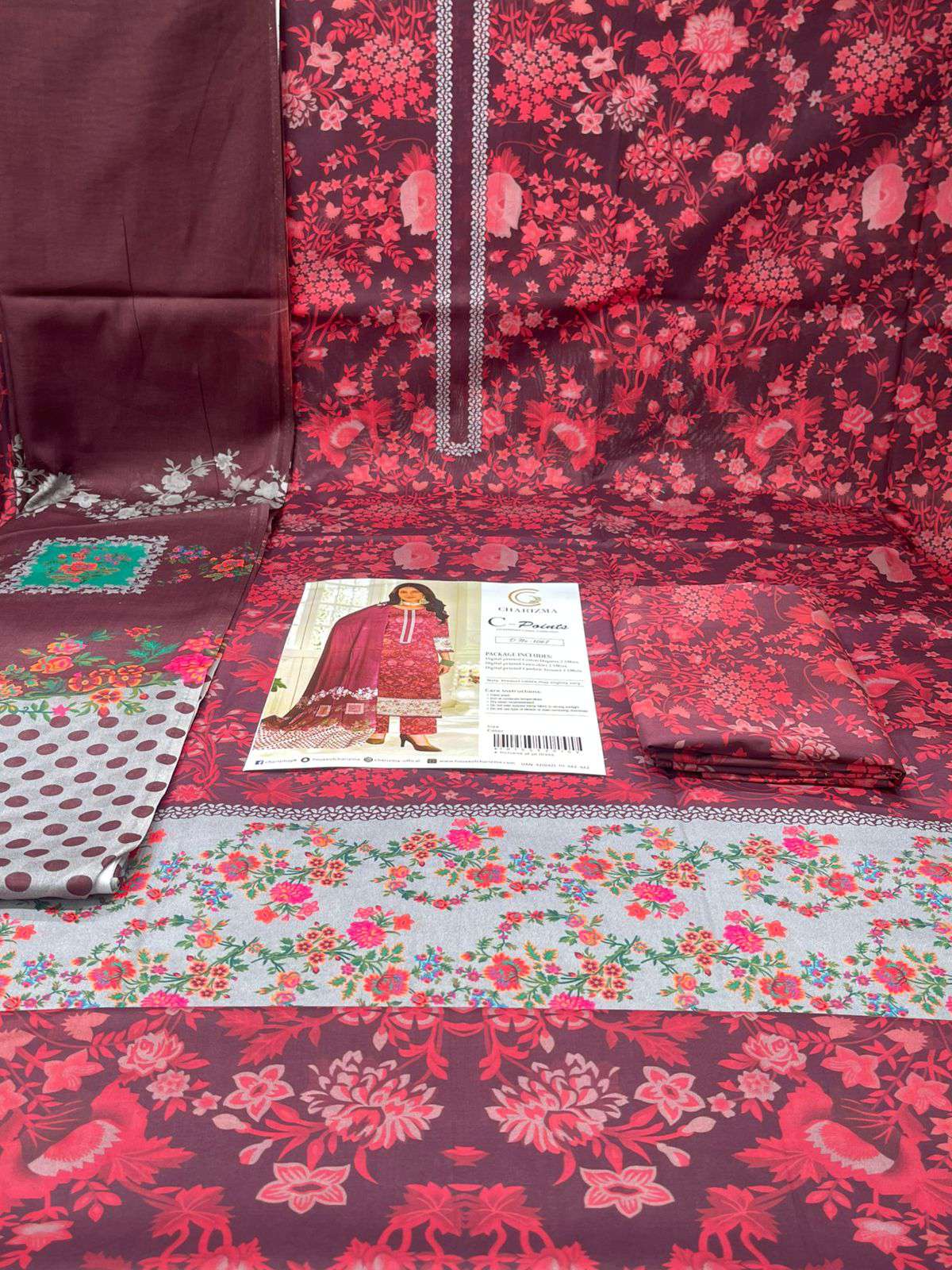 Charizma Pakistani Catalogue Printed Unstitched Cotton Collection - 1050 Merun
