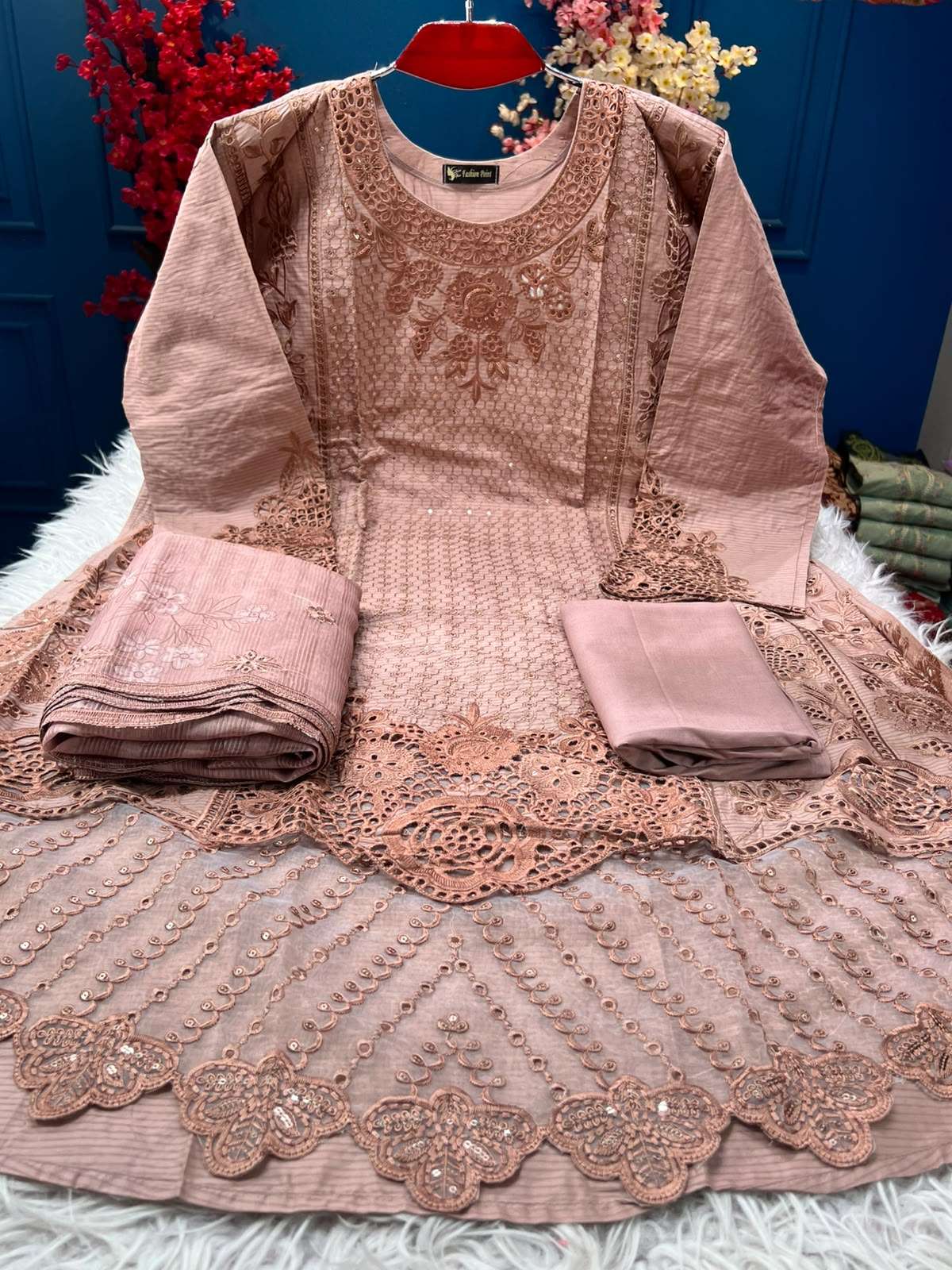 Authentic Semi Stitched Biscuits Festive Suit - 2250