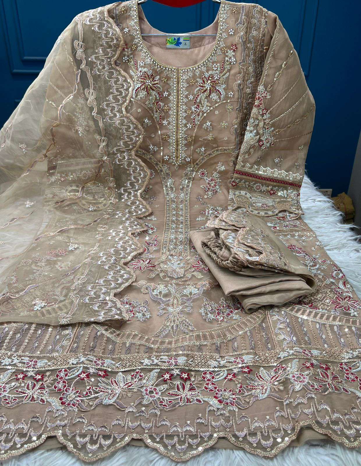 Pakistani Inspired stitched EID Party Collection - Brown 2600