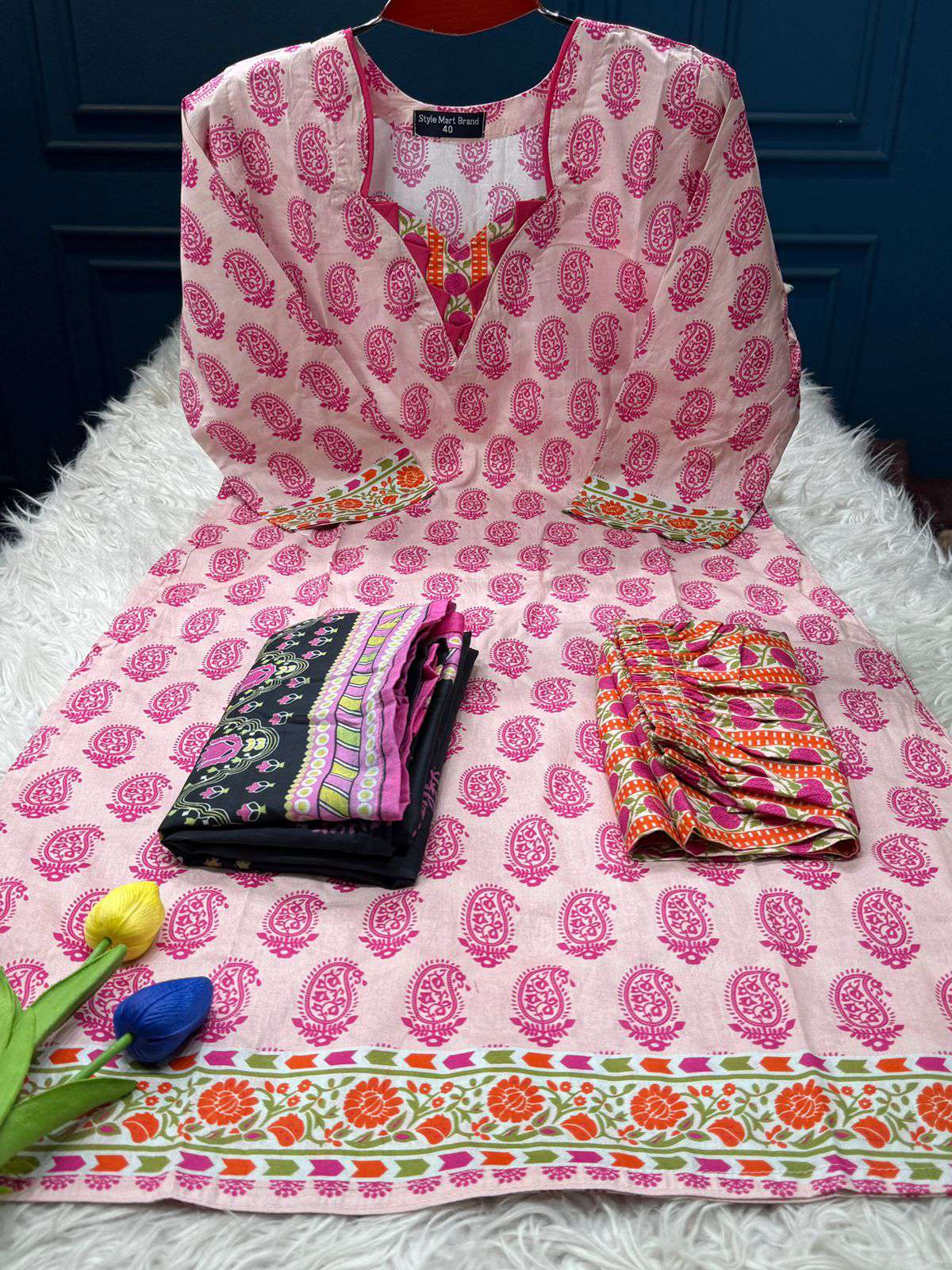 Charizma Printed Pink Stitched Lawn - 1150