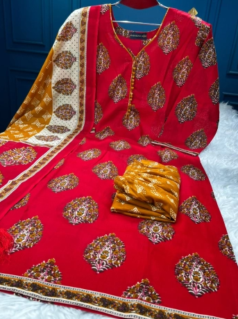 New Arraivals JoyPuri Cotton Printed Stitched Collection - 1100 RED