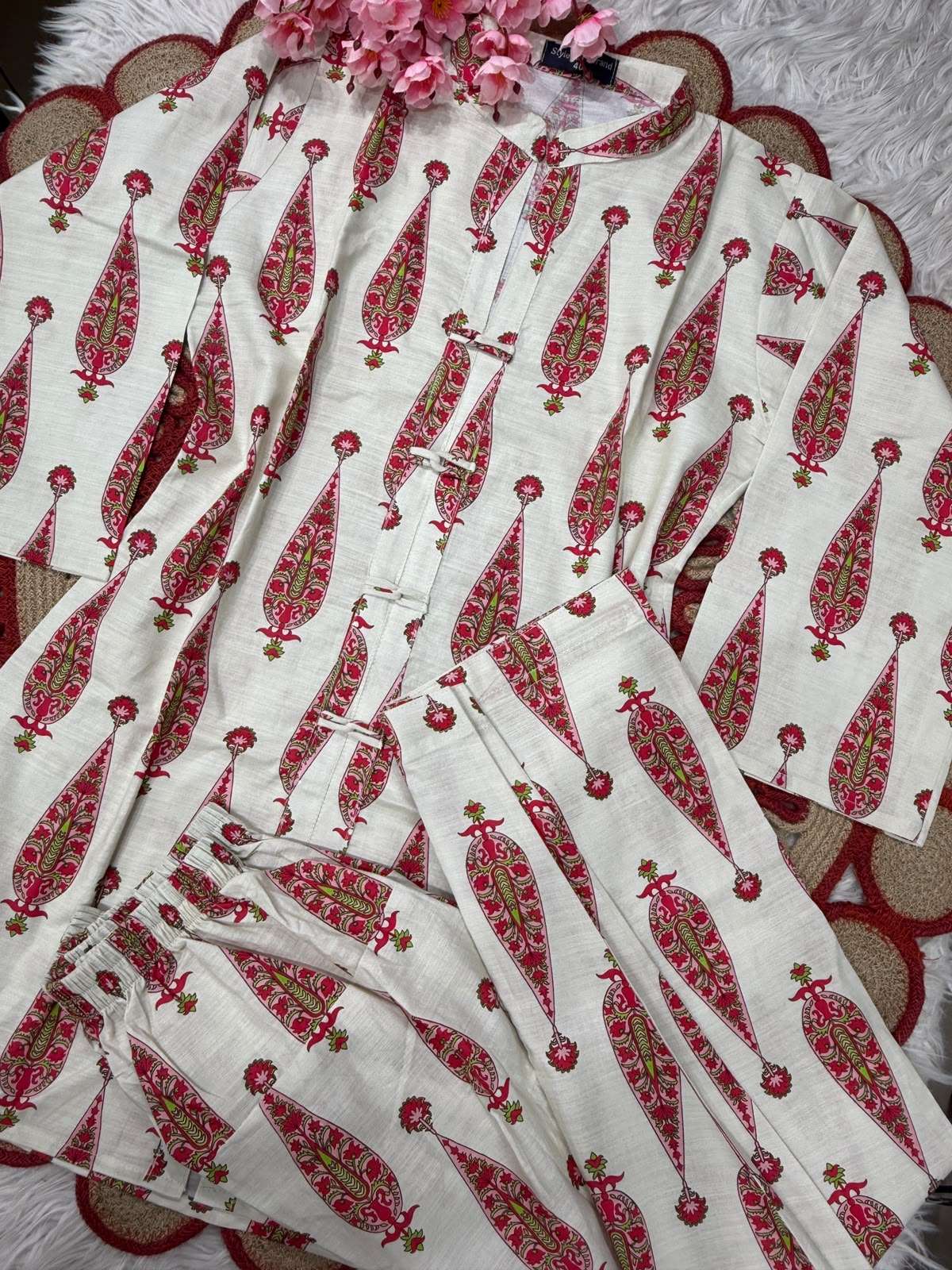 Two Piece Short Stunning Cream Kurti - 750