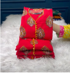 New Arraivals JoyPuri Cotton Printed Unstitched Collection - 999 RED