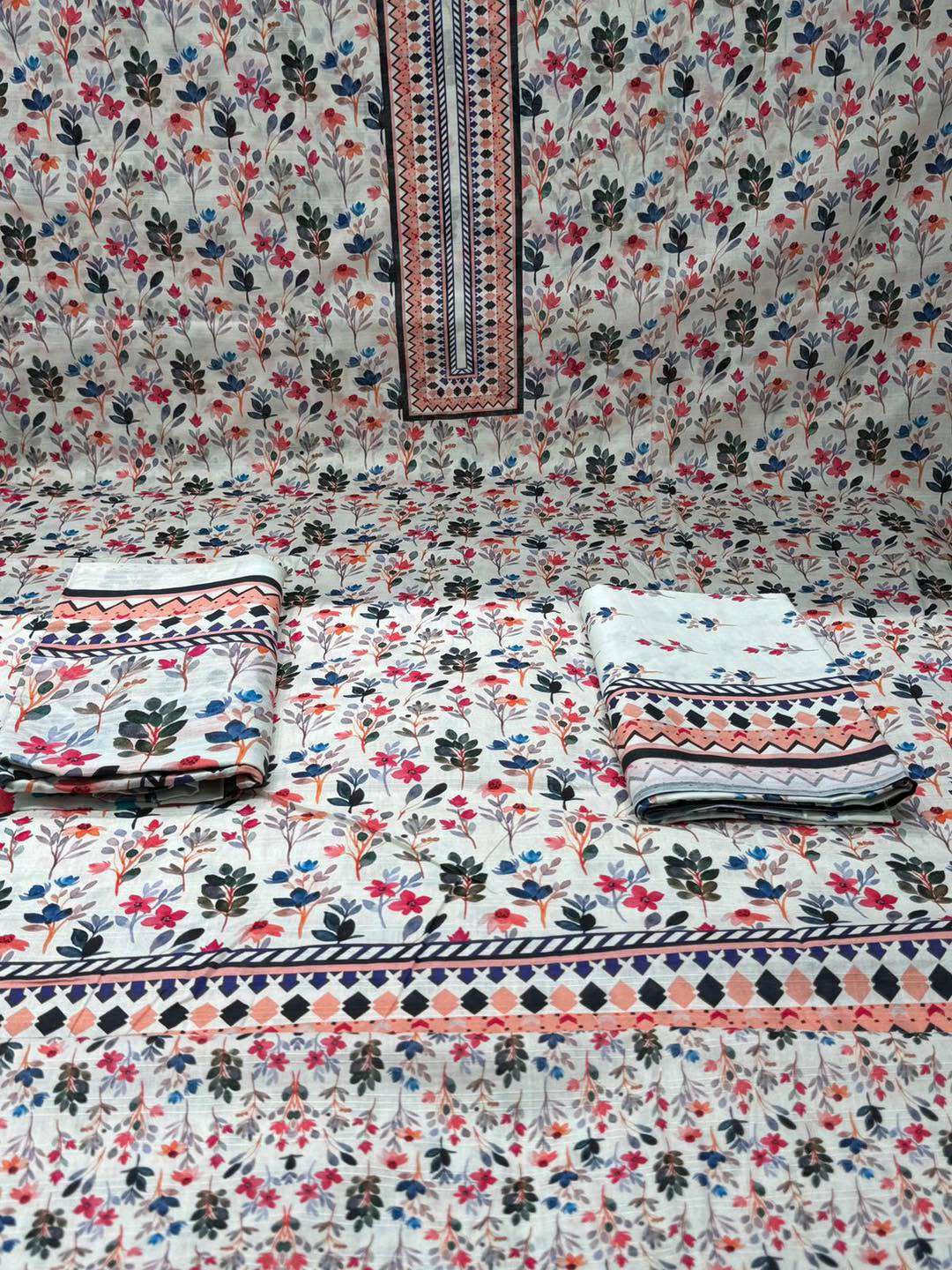 Vintage Style Slub Cotton Flowery - 1150