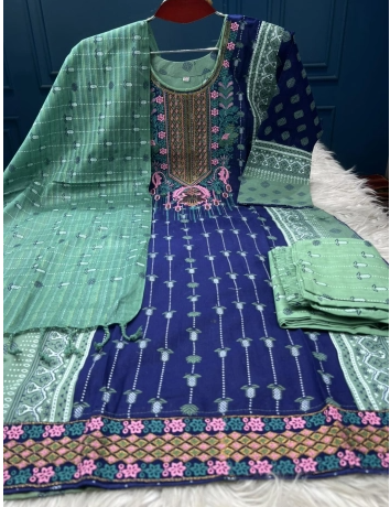Premium Stitched Cotton EID Collection - Blue Colour 1150