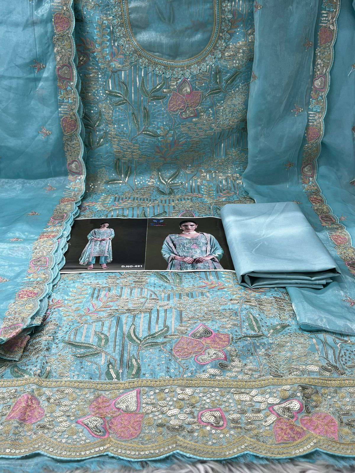 Vipul Premium Quality Pakistani Inspired Unstitched Party Collection - 2100 Sky