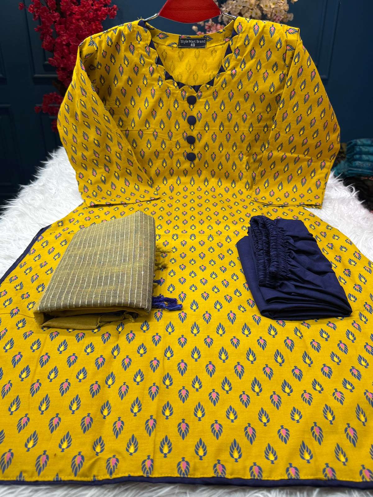 Arong Slub Mustard Textured Stitched Dress - 950
