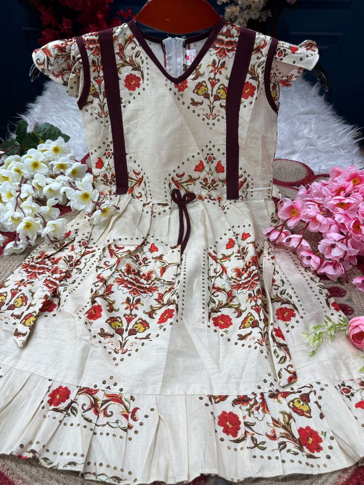 Adorable Cream Red Baby Dress