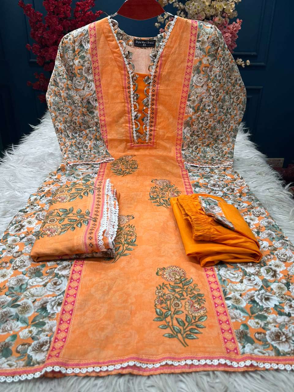 Digital Printed Stitched Dress - 999 Orange