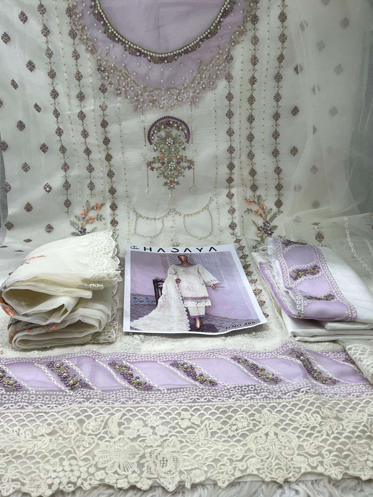 Pure White Organza Salwar Kamiz - 1700