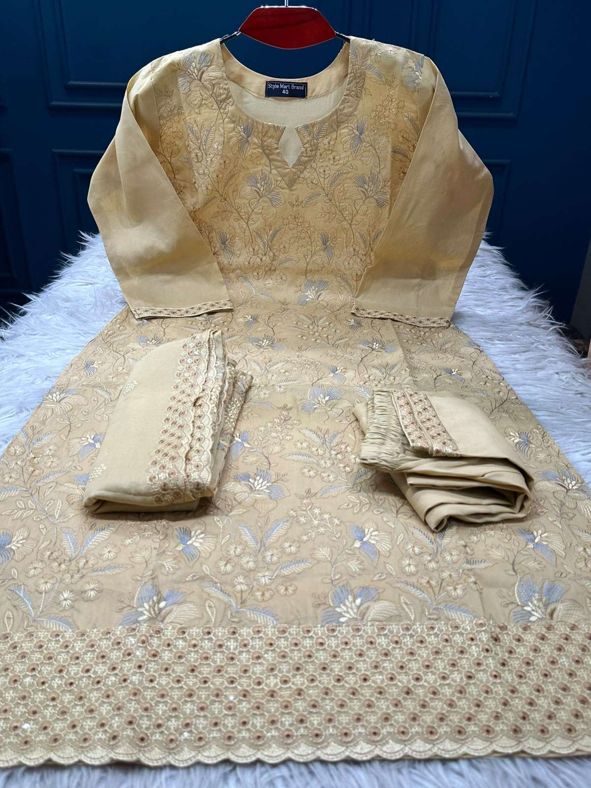 Molmol Dupatta Stitched Cream Switch Cotton - 1750