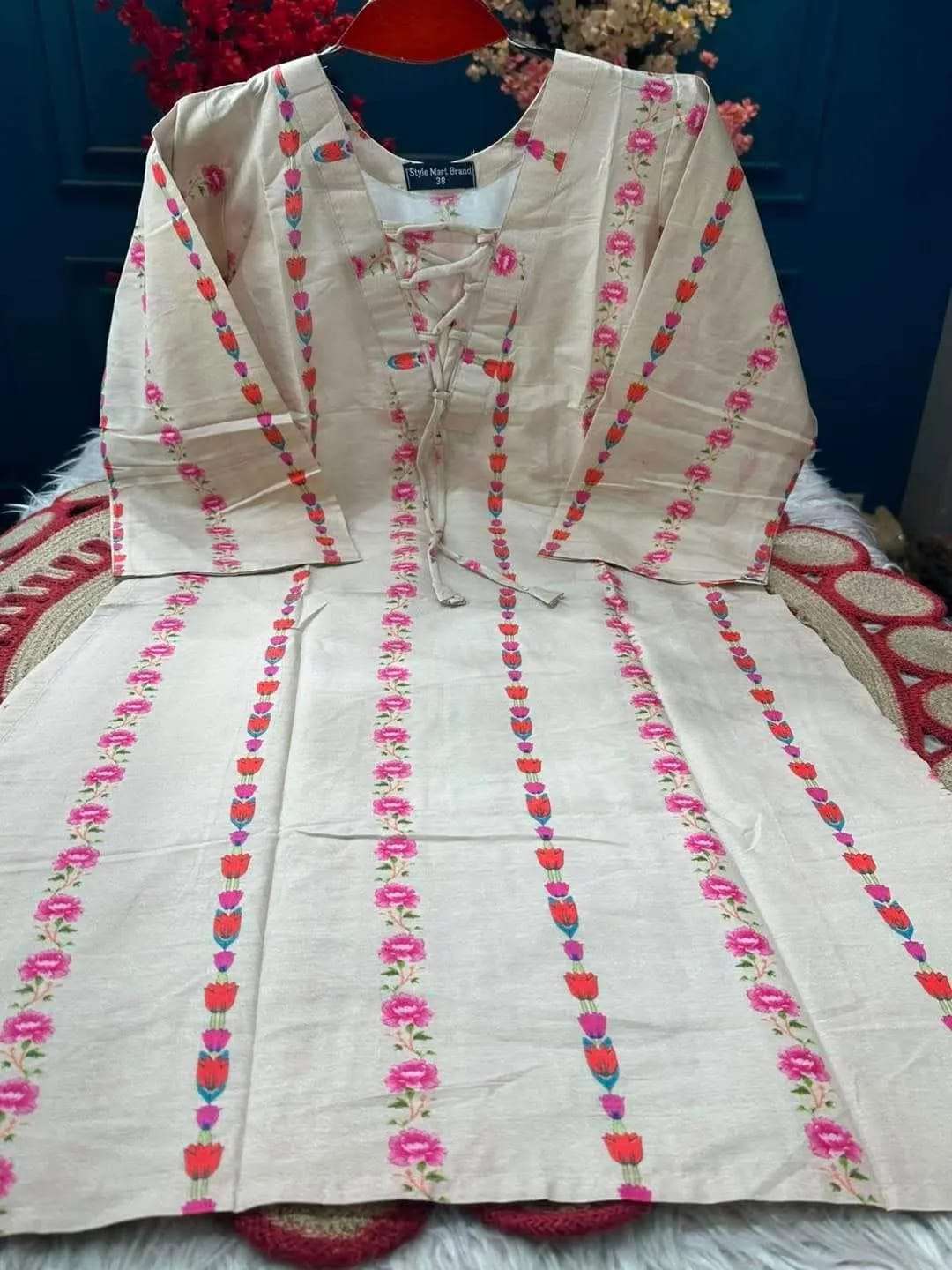 Long Pattern Stunning Shirt Collar Kurti - 550